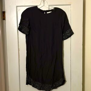 H&M grey shift mini-dress, size 2 rhinestone trim